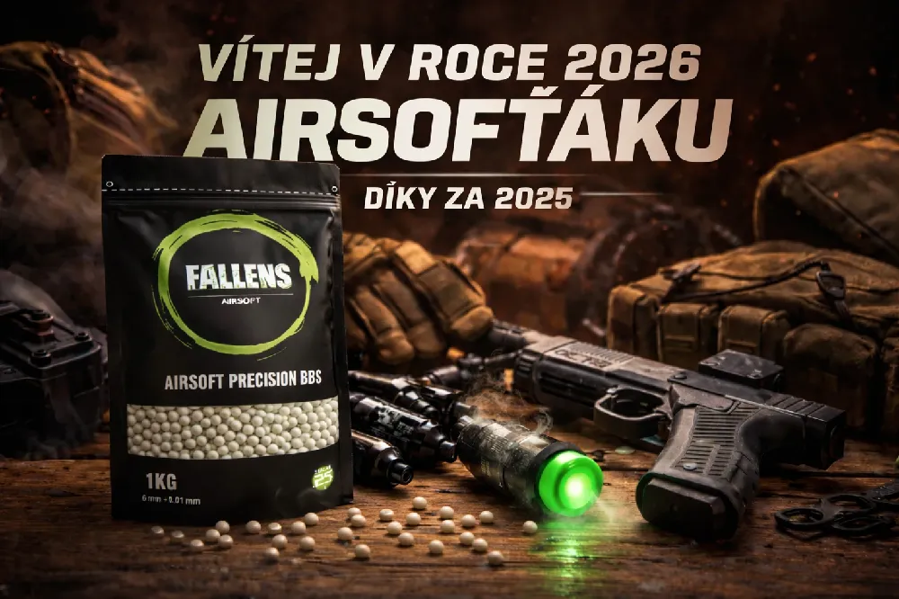 Vítej v roce 2026 airsofťáku | FALLENS AIRSOFT Vítej v roce 2026 airsofťáku – FALLENS AIRSOFT BBs, tracer jednotka, CO2 bombičky