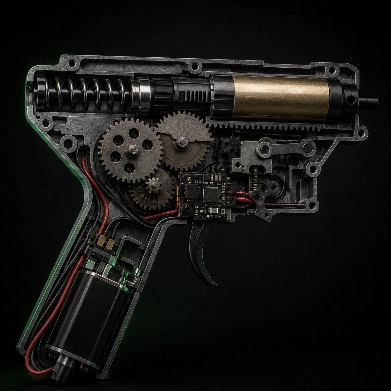 Pre-cocking v AEG – přednatažený píst uvnitř airsoftového mechaboxu