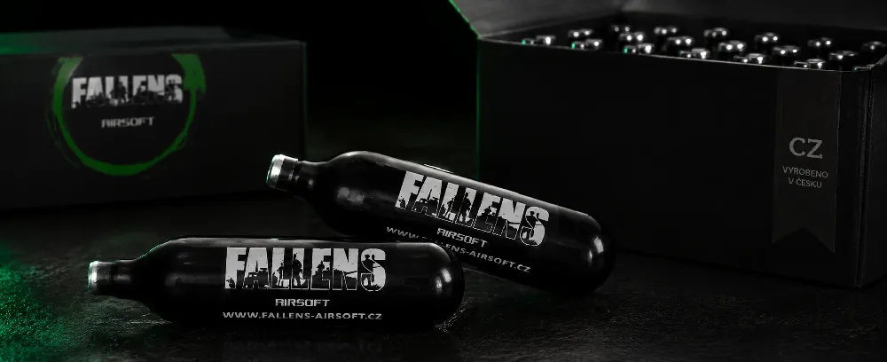 Černé CO₂ bombičky 12g FALLENS AIRSOFT BLK řada pro airsoft
